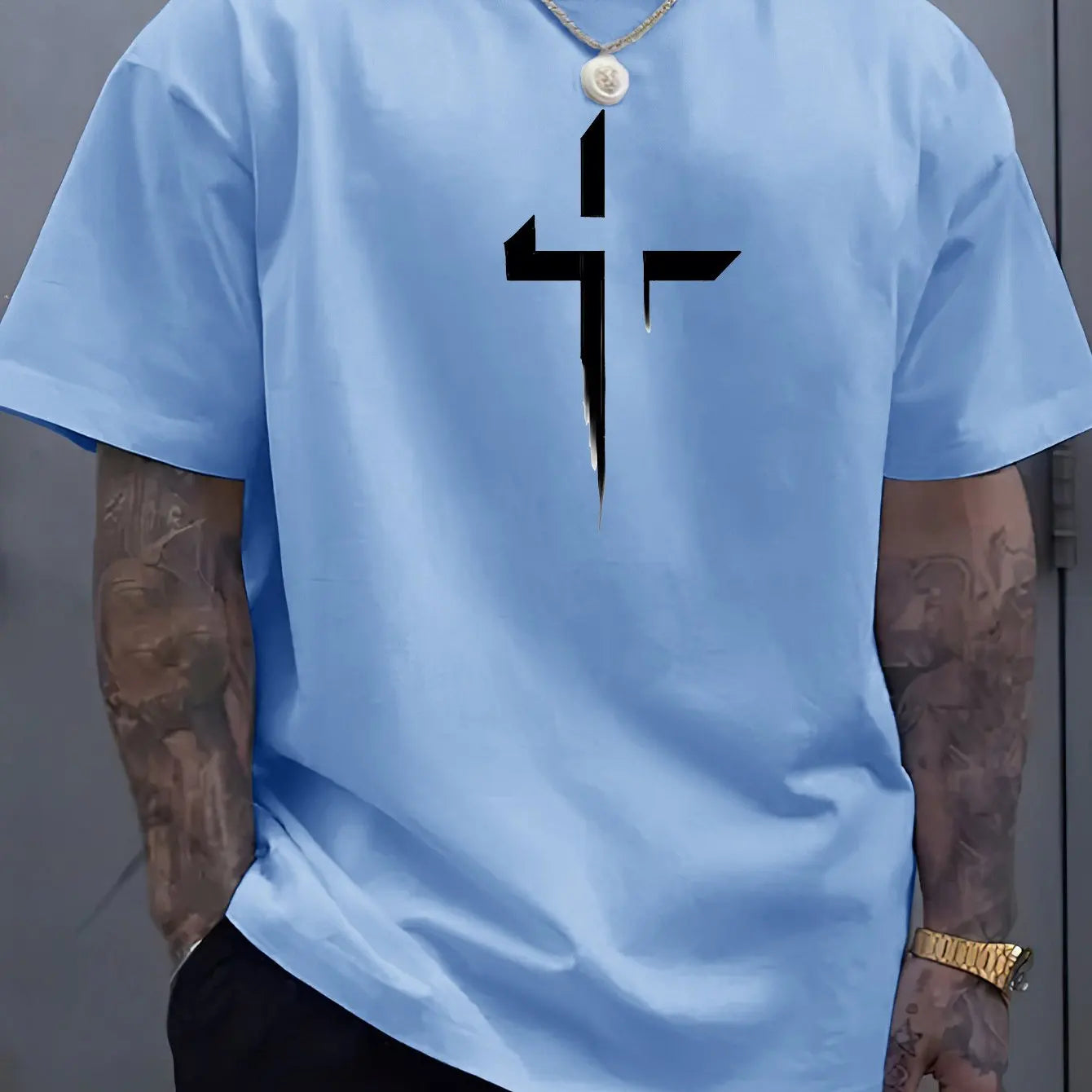 Men's 100% Cotton Faith Cross Printed T-Shirt