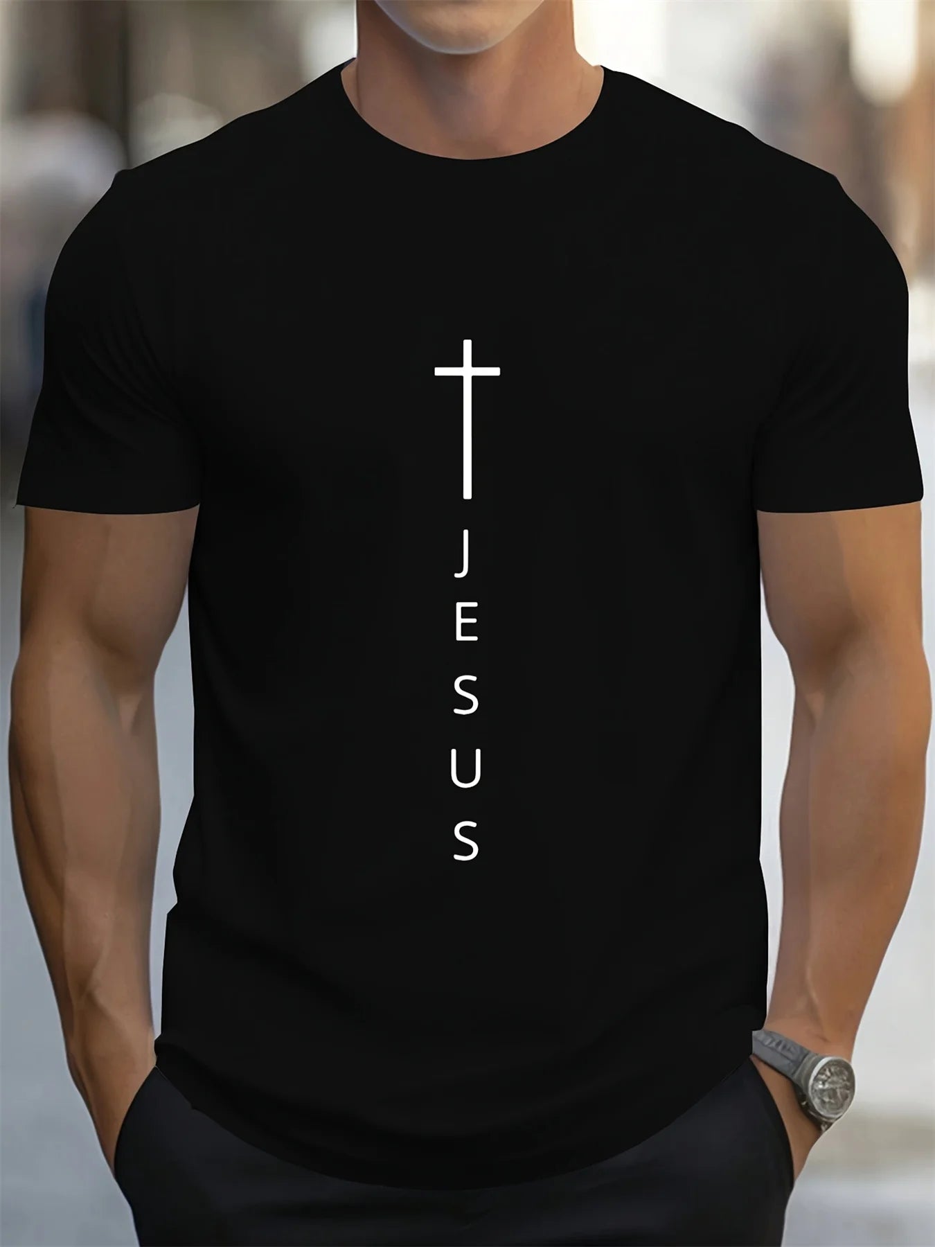 Men's Faith Cross Casual Cotton Tee