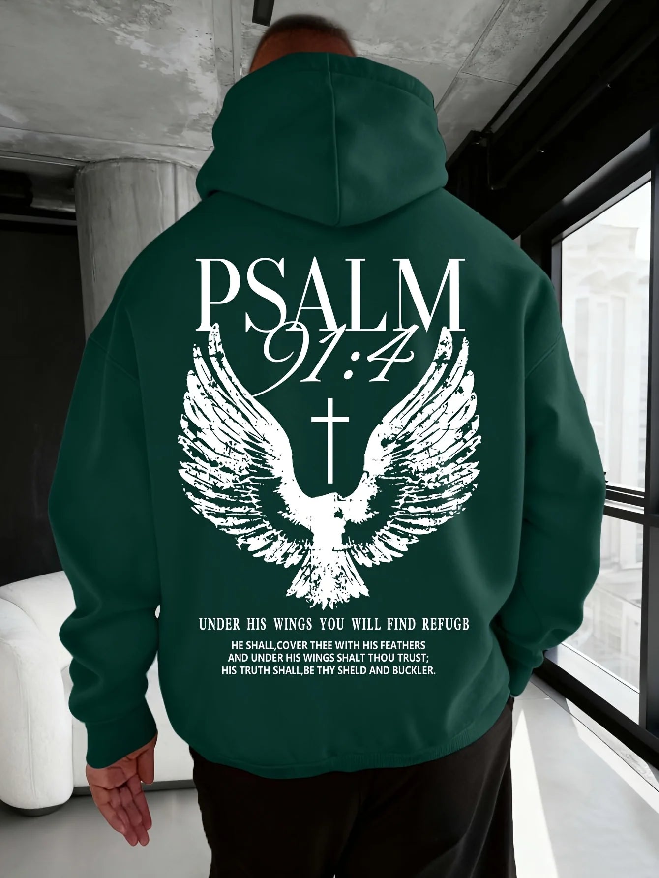Psalm 91:4 Print Men Women Hooded Sweatshirt