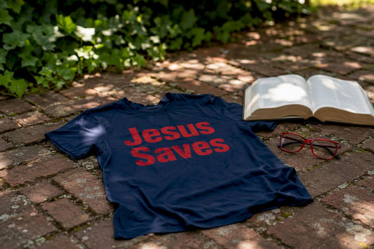 Folded Christian T-shirt with gospel message