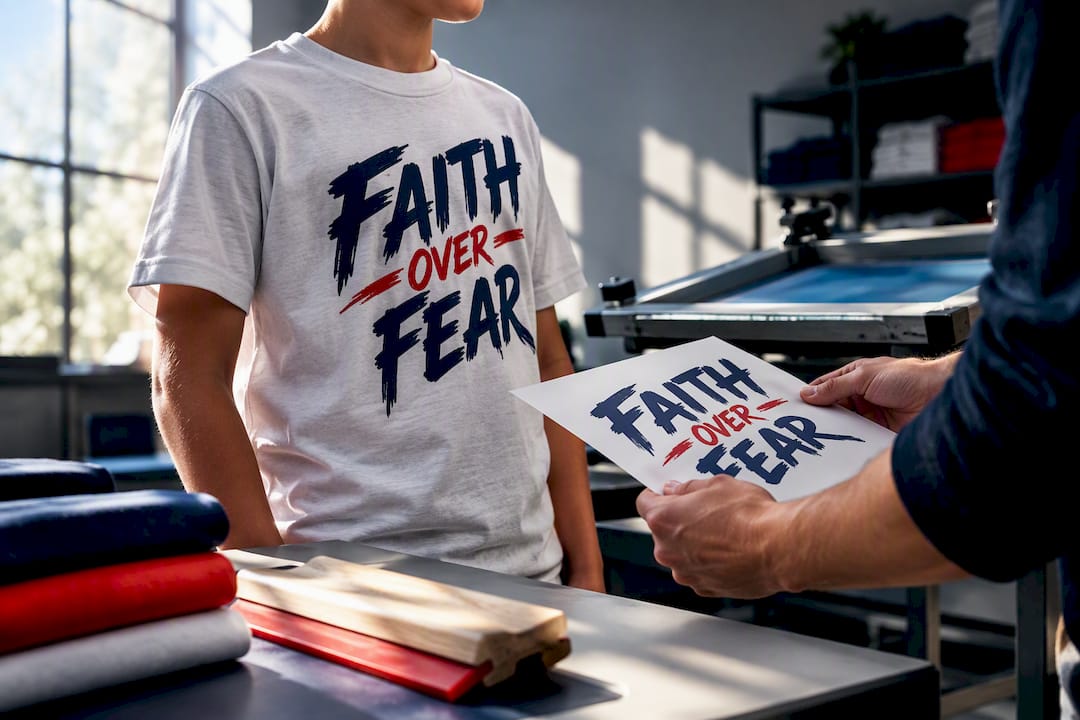 Youth camp shirt print being checked