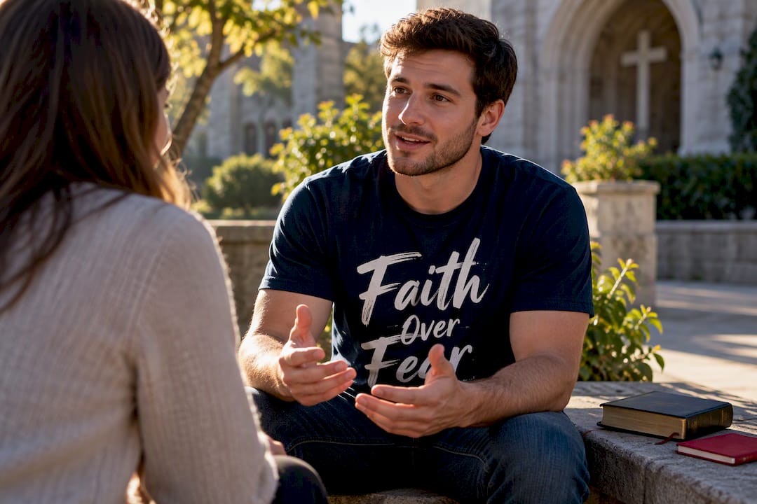 Believer answering a question about Christian faith