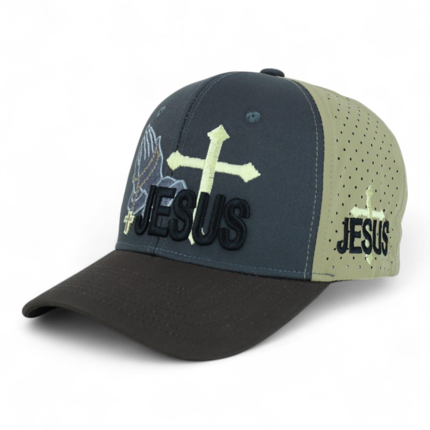 Jesus Praying Hand Embroidered Bold Faith Ball Cap