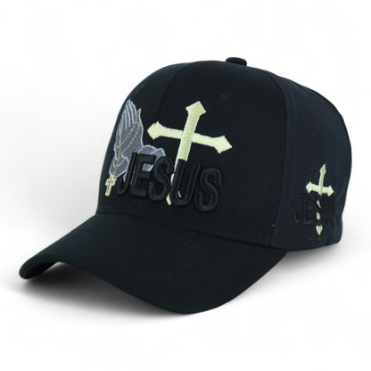 Jesus Praying Hand Embroidered Bold Faith Ball Cap