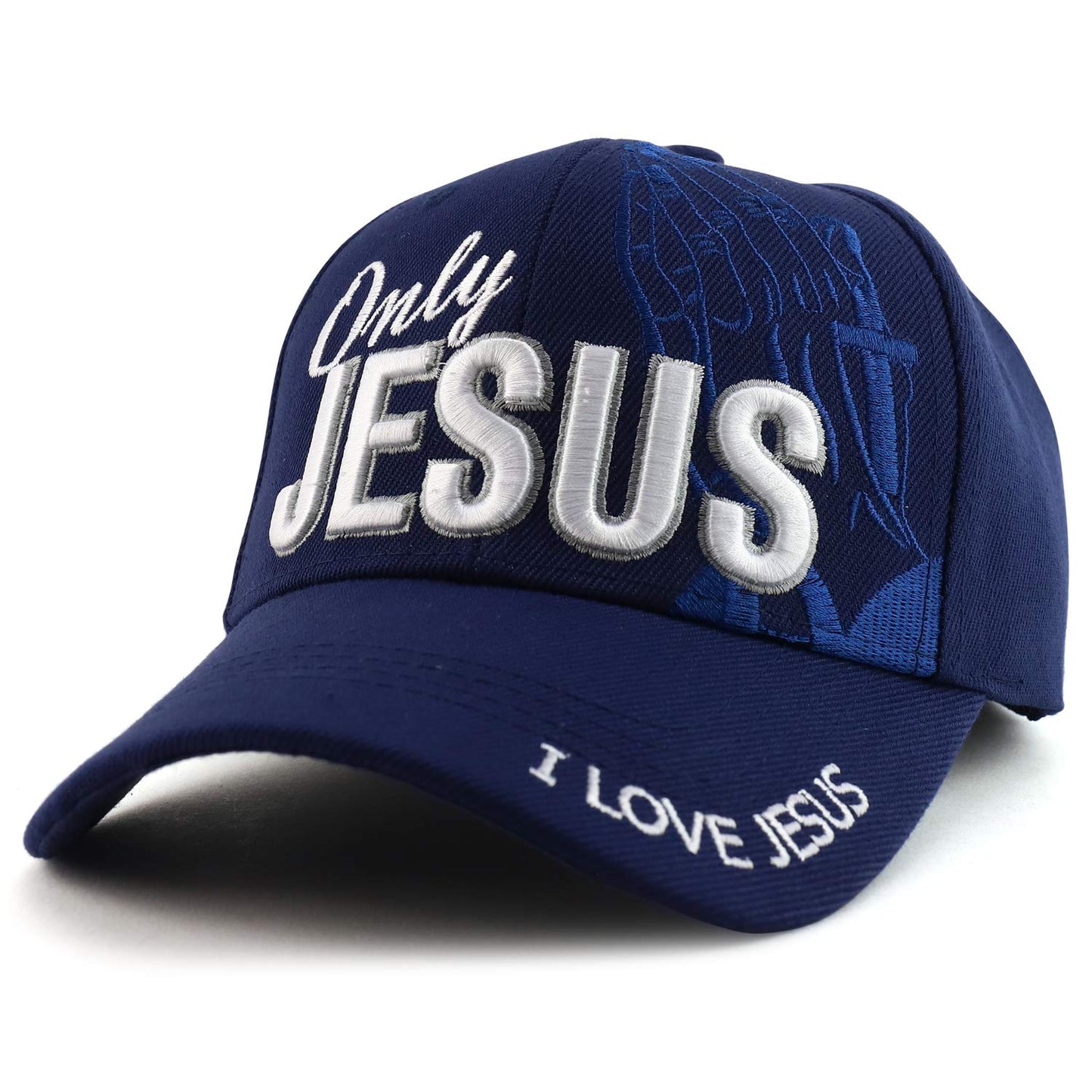 Jesus Praying Hand Embroidered Bold Faith Ball Cap