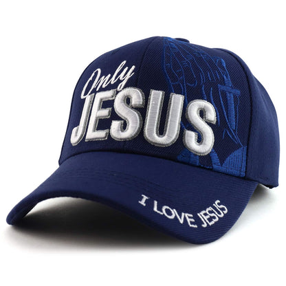 Jesus Praying Hand Embroidered Bold Faith Ball Cap