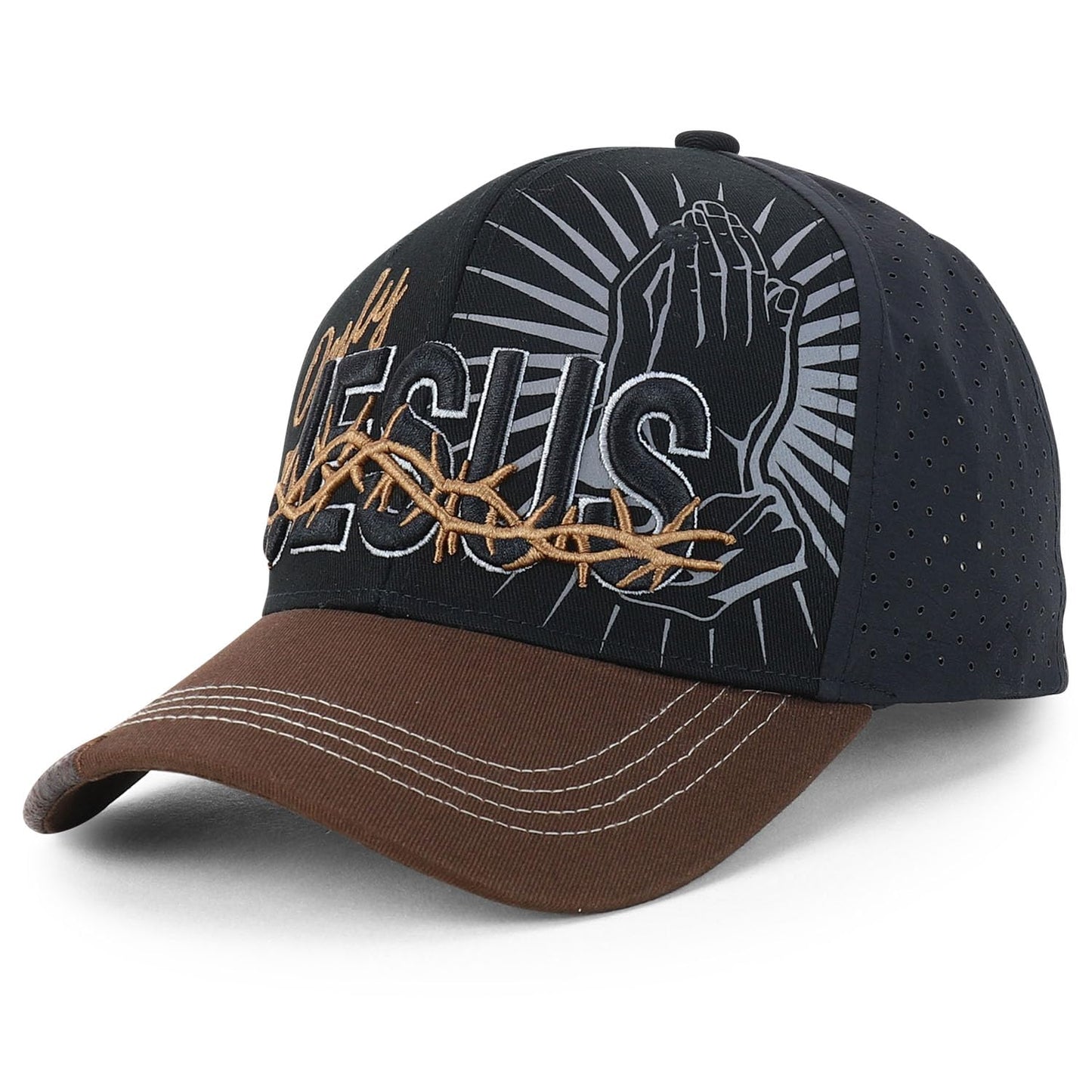 Jesus Praying Hand Embroidered Bold Faith Ball Cap