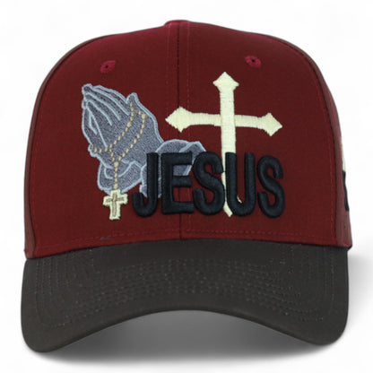 Jesus Praying Hand Embroidered Bold Faith Ball Cap