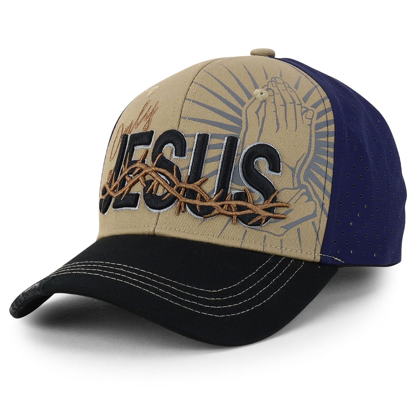Jesus Praying Hand Embroidered Bold Faith Ball Cap