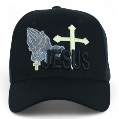 Jesus Praying Hand Embroidered Bold Faith Ball Cap