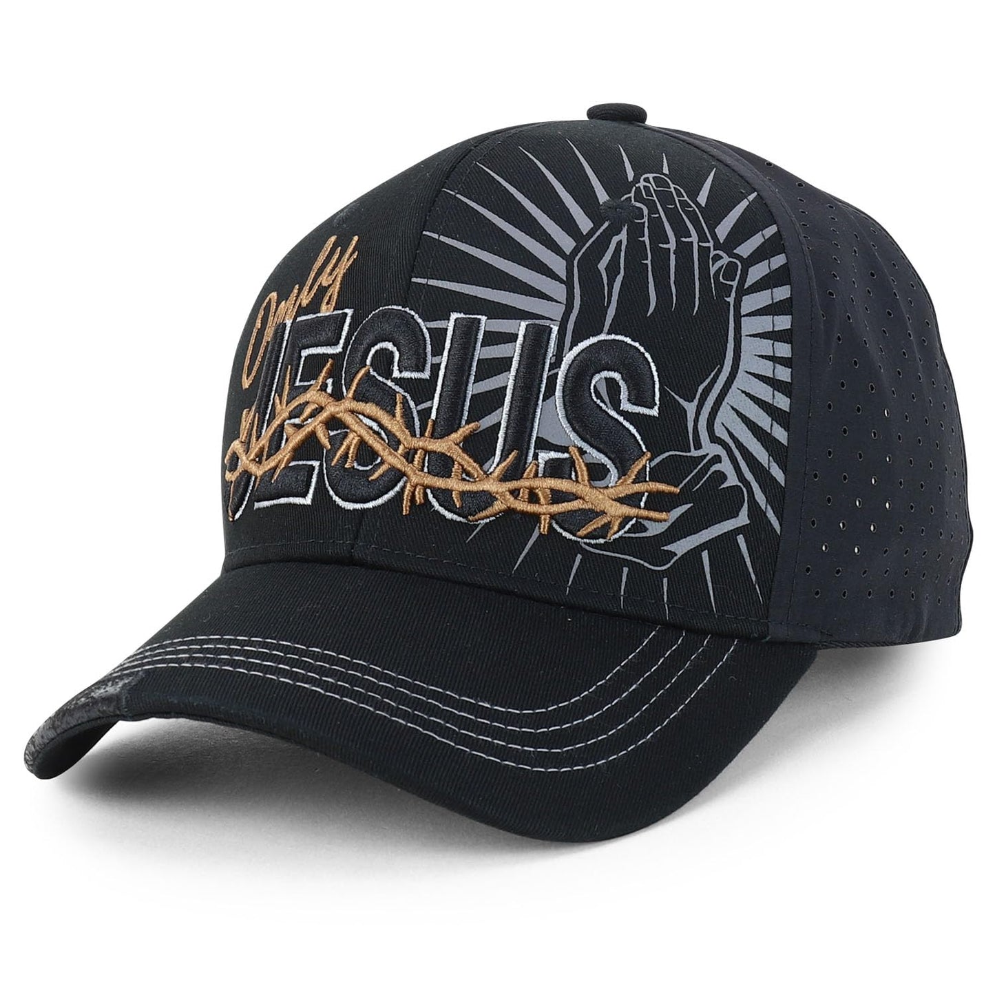 Jesus Praying Hand Embroidered Bold Faith Ball Cap