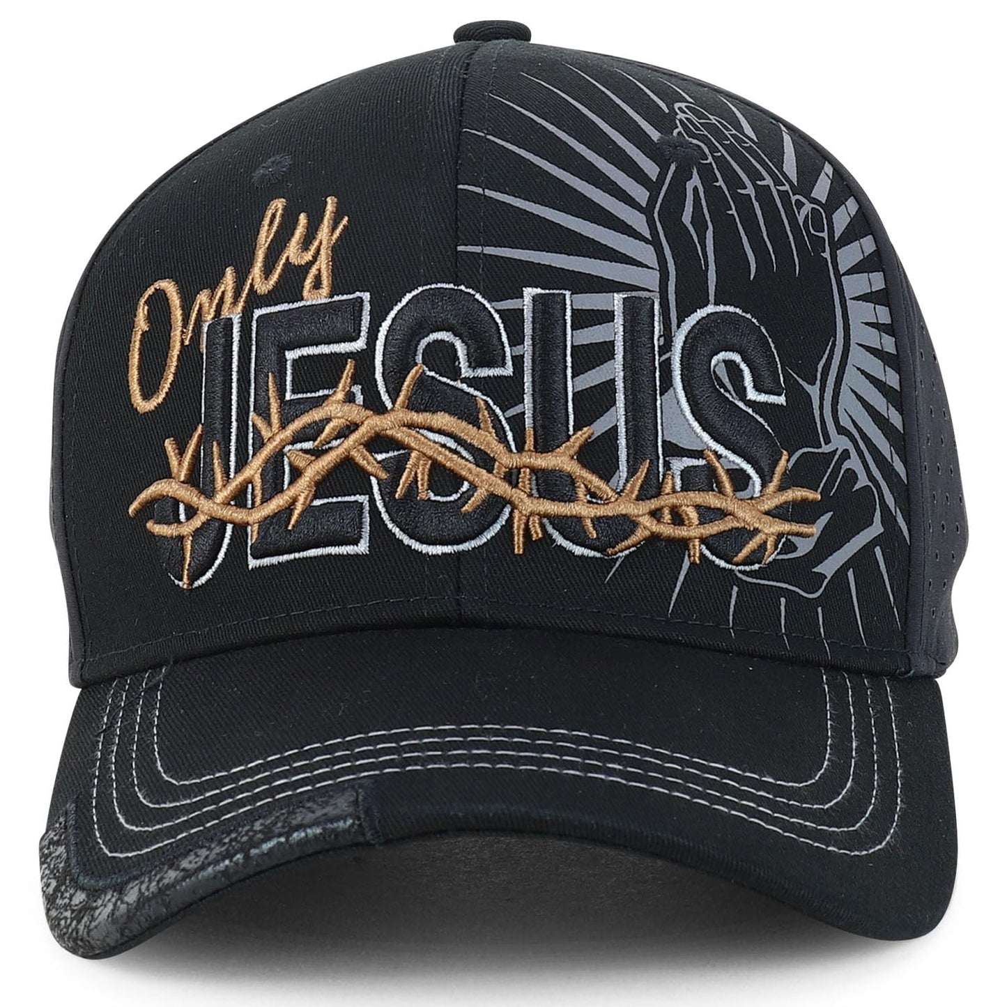 Jesus Praying Hand Embroidered Bold Faith Ball Cap