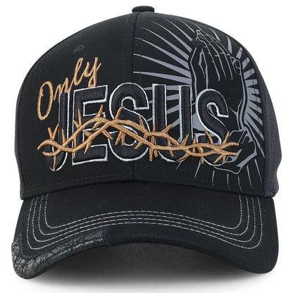 Jesus Praying Hand Embroidered Bold Faith Ball Cap