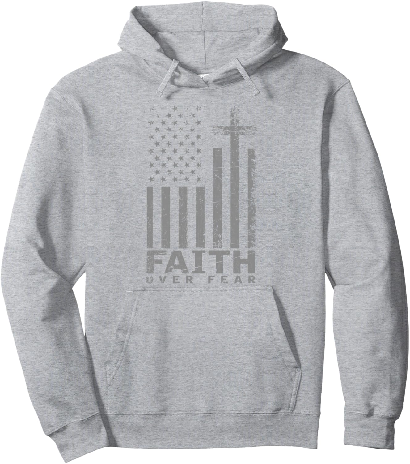 USA Flag Patriotic American Gift Faith Over Fear Prayer Pullover Hoodie