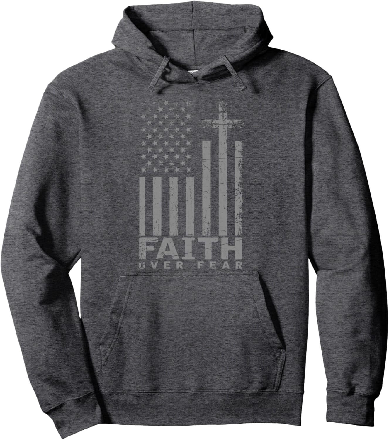 USA Flag Patriotic American Gift Faith Over Fear Prayer Pullover Hoodie