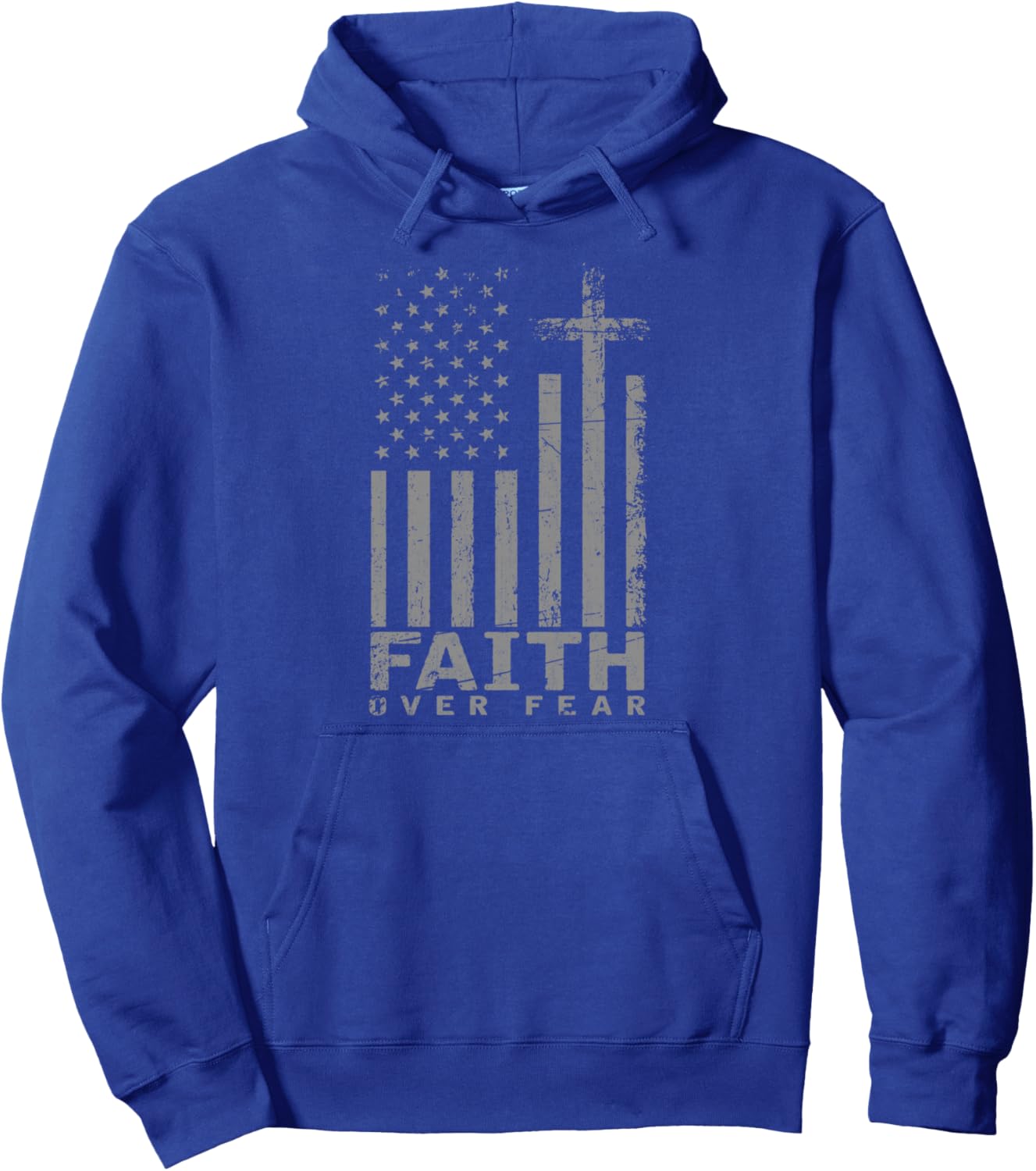 USA Flag Patriotic American Gift Faith Over Fear Prayer Pullover Hoodie