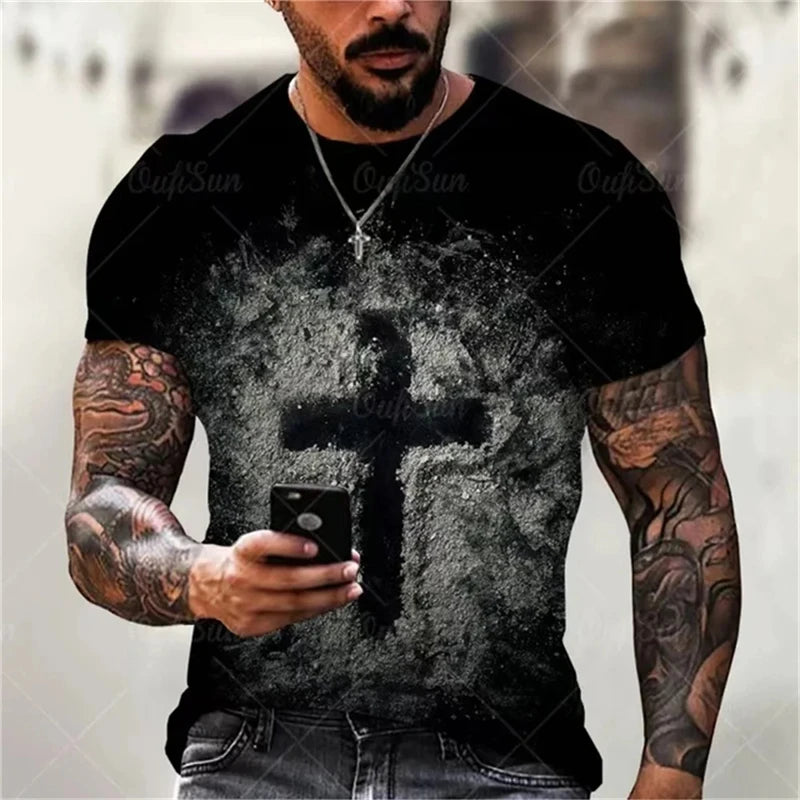 Christian Men's Gothic 3D Print Tees