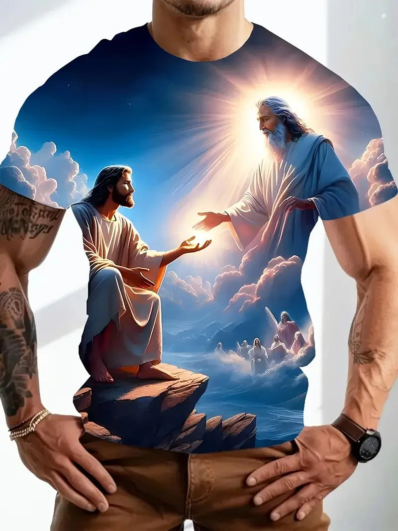 Men's 3D Jesus Print T-Shirt