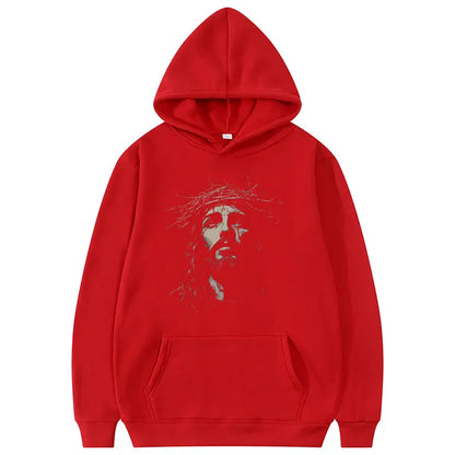 Jesus Face Vintage Graphic Hoodie