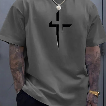 Men's 100% Cotton Faith Cross Printed T-Shirt