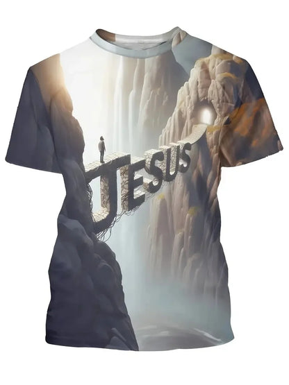 Men's 3D Jesus Print T-Shirt