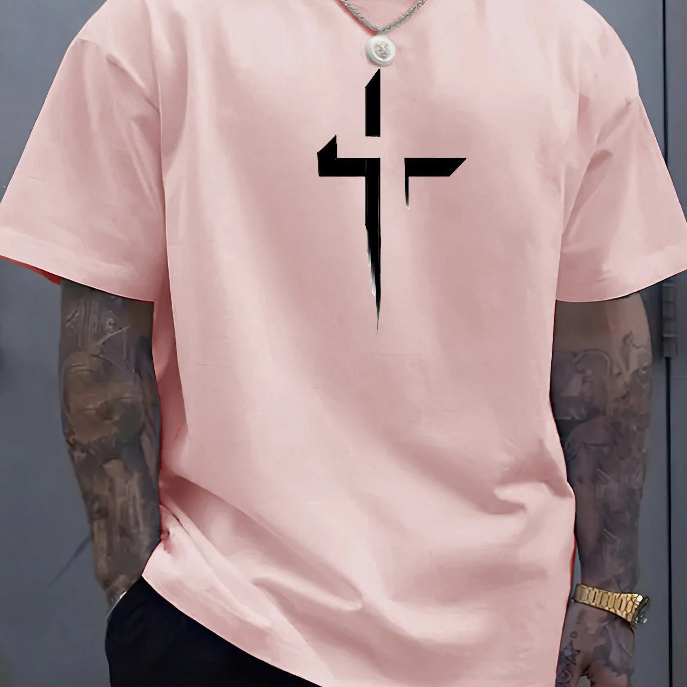 Men's 100% Cotton Faith Cross Printed T-Shirt