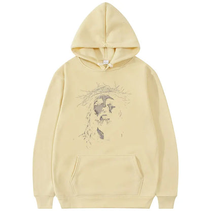 Jesus Face Vintage Graphic Hoodie