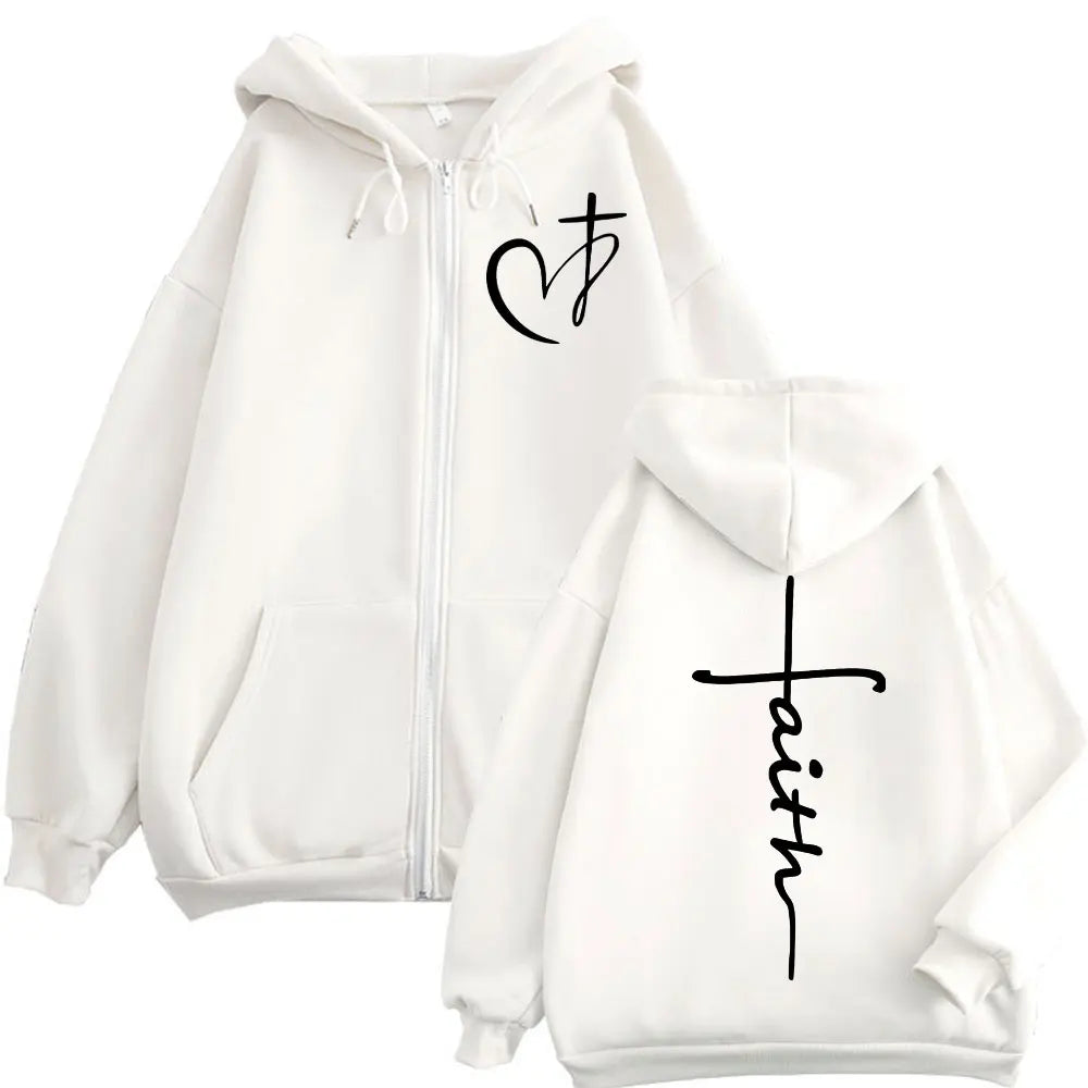 Faith Heart Cross Zip Up Mens/Women Hoodie