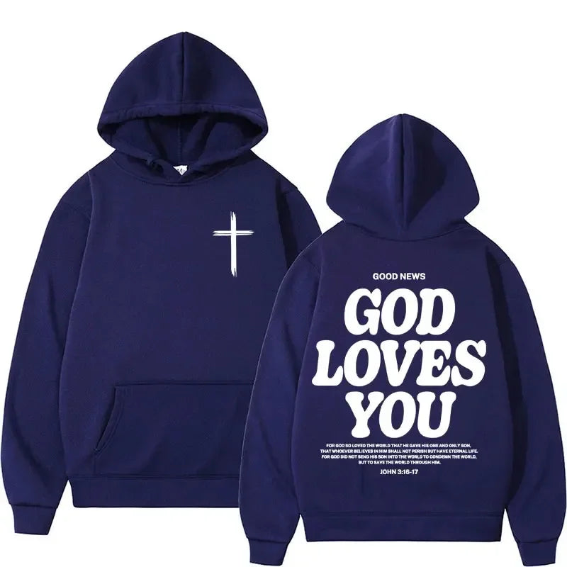 God Loves You Men's Women Vintage Hoodie
