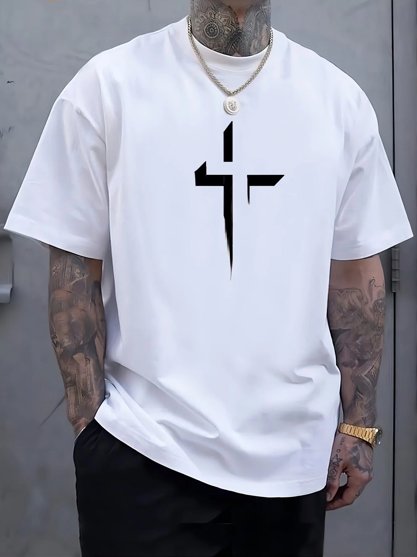Men's 100% Cotton Faith Cross Printed T-Shirt