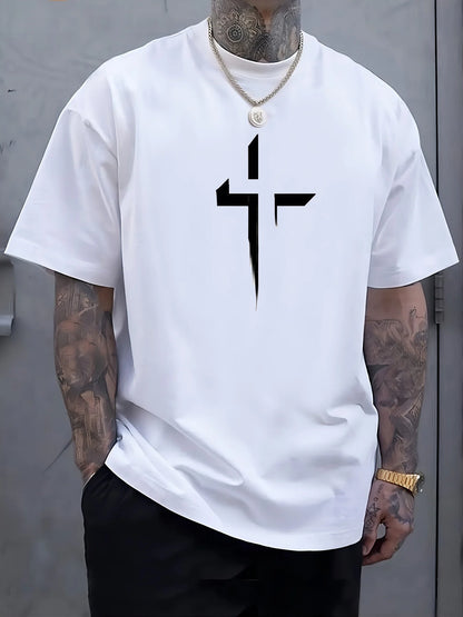Men's 100% Cotton Faith Cross Printed T-Shirt
