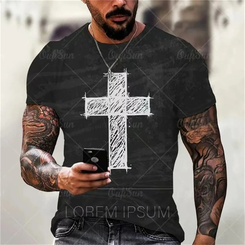 Christian Men's Gothic 3D Print Tees