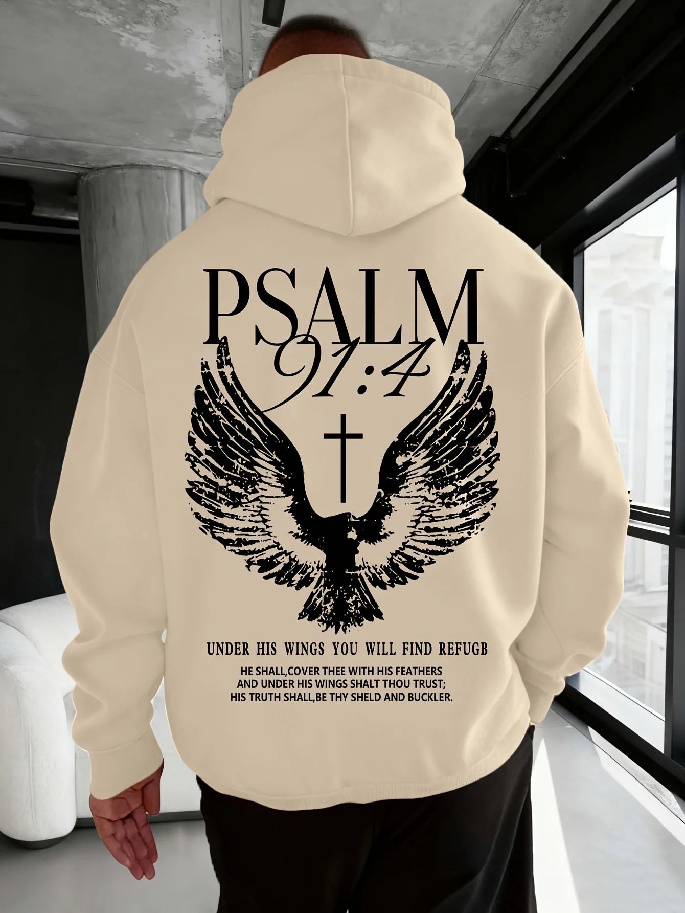 Psalm 91:4 Print Men Women Hooded Sweatshirt