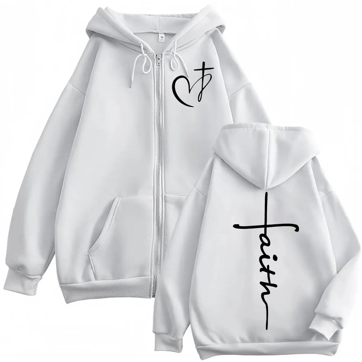 Faith Heart Cross Zip Up Mens/Women Hoodie