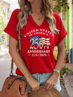Women's V-Neck "USA 250th Anniversary Graphic Tee