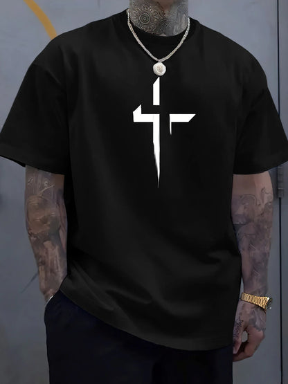 Men's 100% Cotton Faith Cross Printed T-Shirt