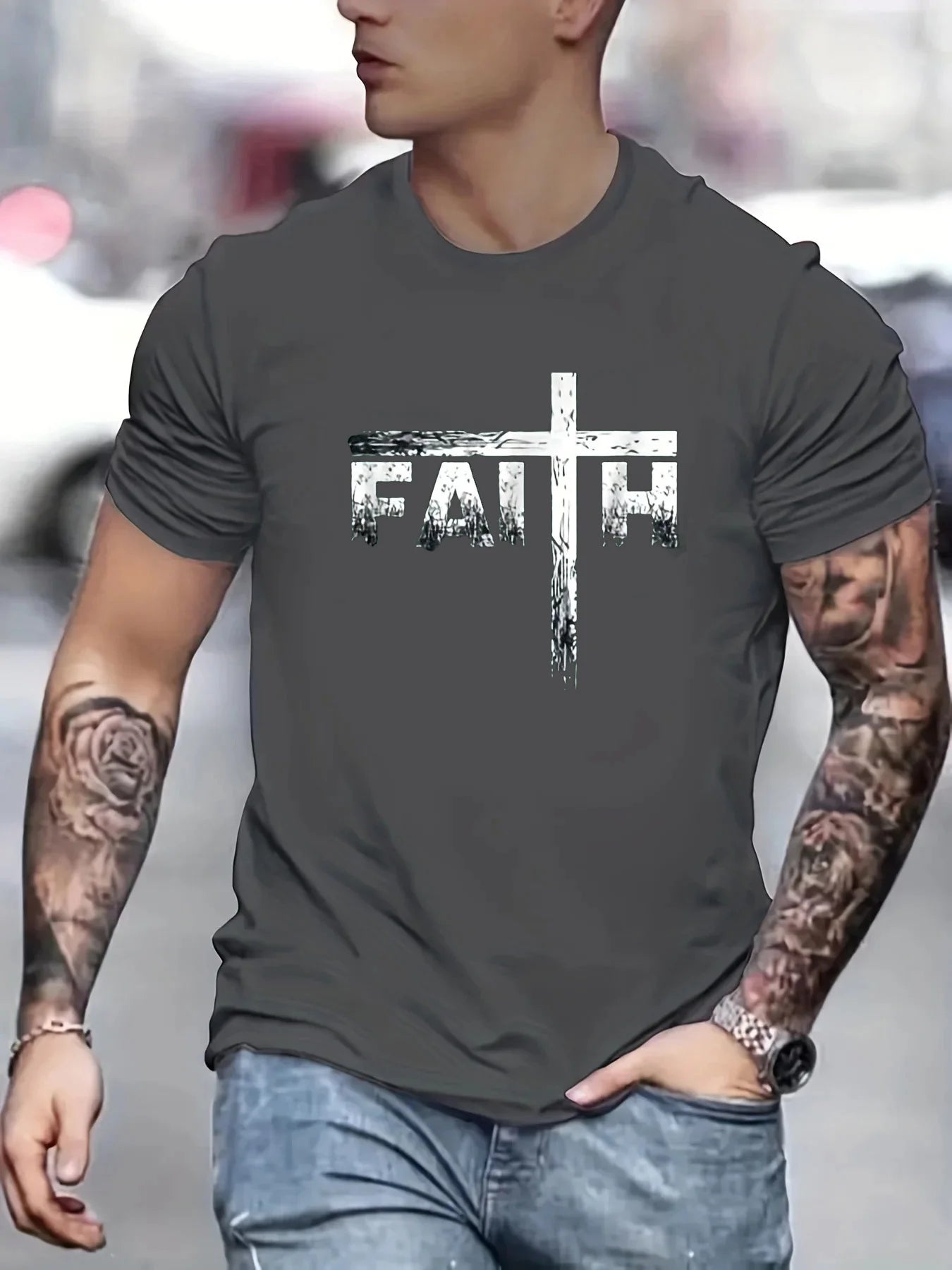 100% Cotton Faith Print T-Shirt