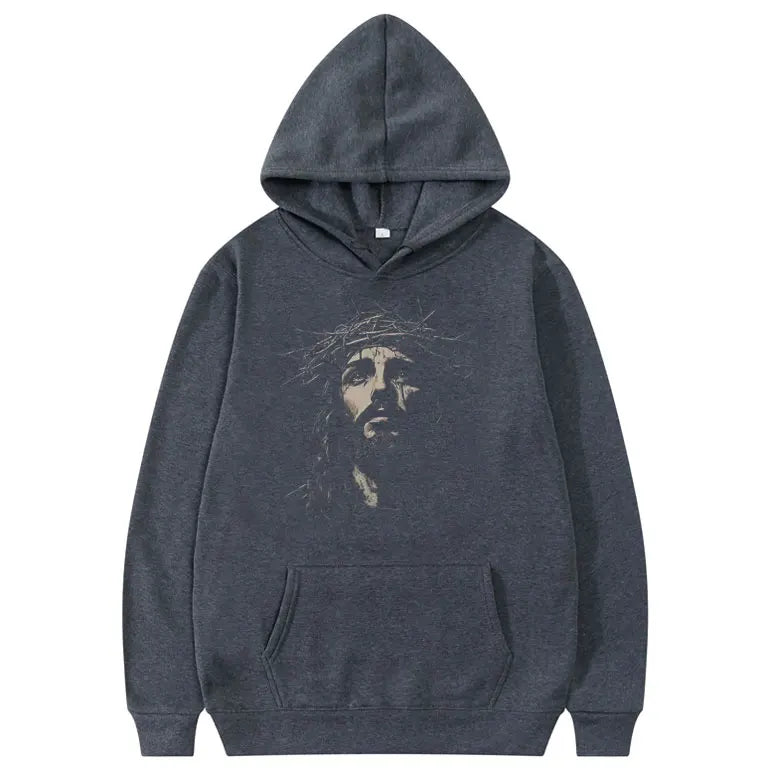Jesus Face Vintage Graphic Hoodie