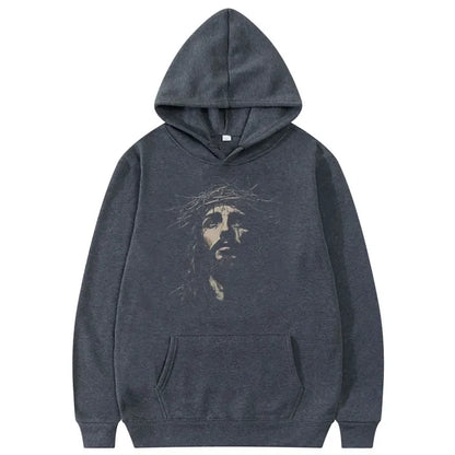Jesus Face Vintage Graphic Hoodie