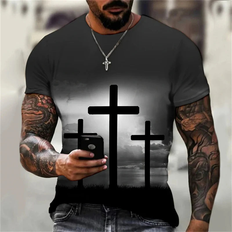 Christian Men's Gothic 3D Print Tees