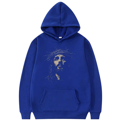 Jesus Face Vintage Graphic Hoodie