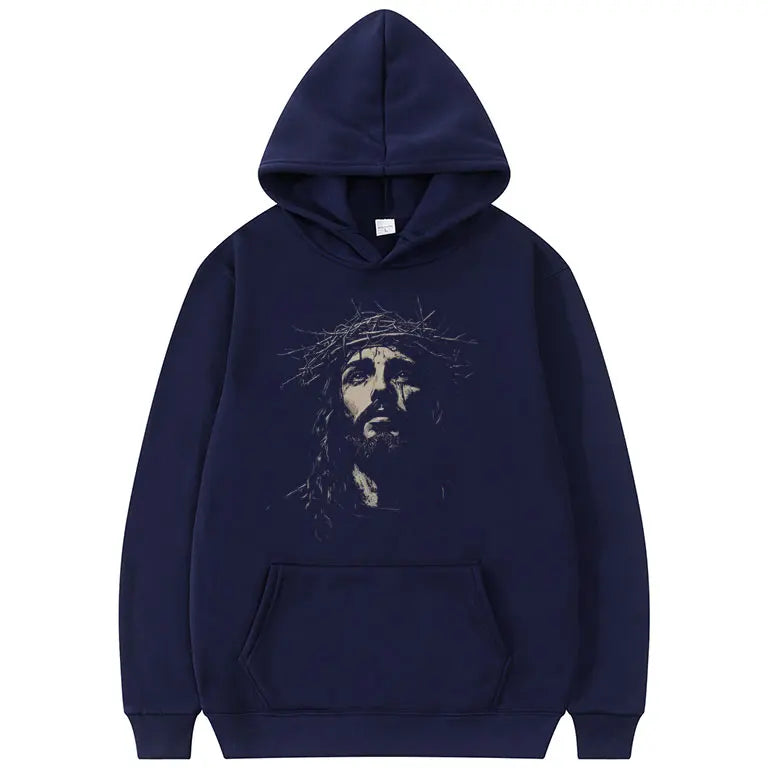 Jesus Face Vintage Graphic Hoodie