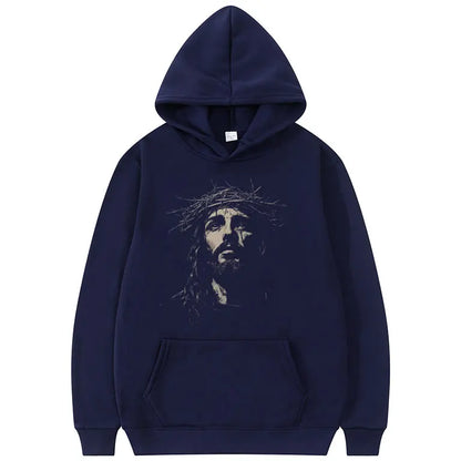 Jesus Face Vintage Graphic Hoodie