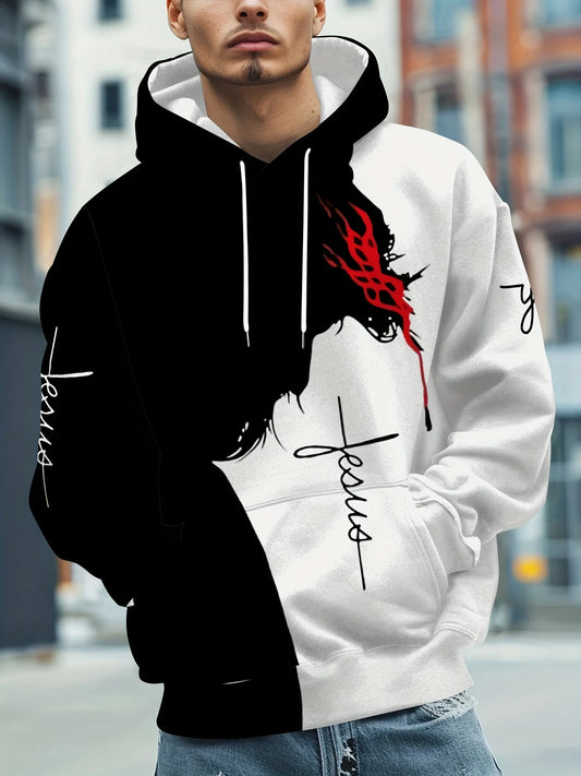 Men's Casual Jesus Graphic Hoodie