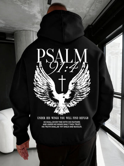 Psalm 91:4 Print Men Women Hooded Sweatshirt