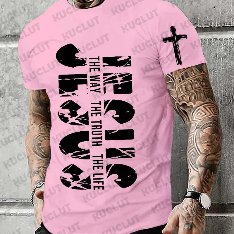 Loose Men's T-shirt Jesus The Way The Truth The Life Print