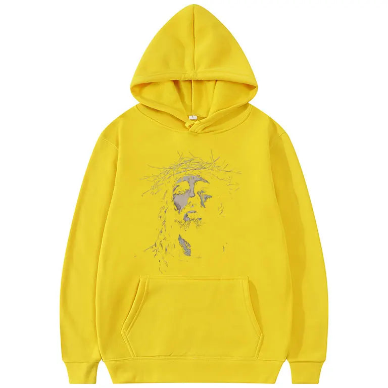Jesus Face Vintage Graphic Hoodie