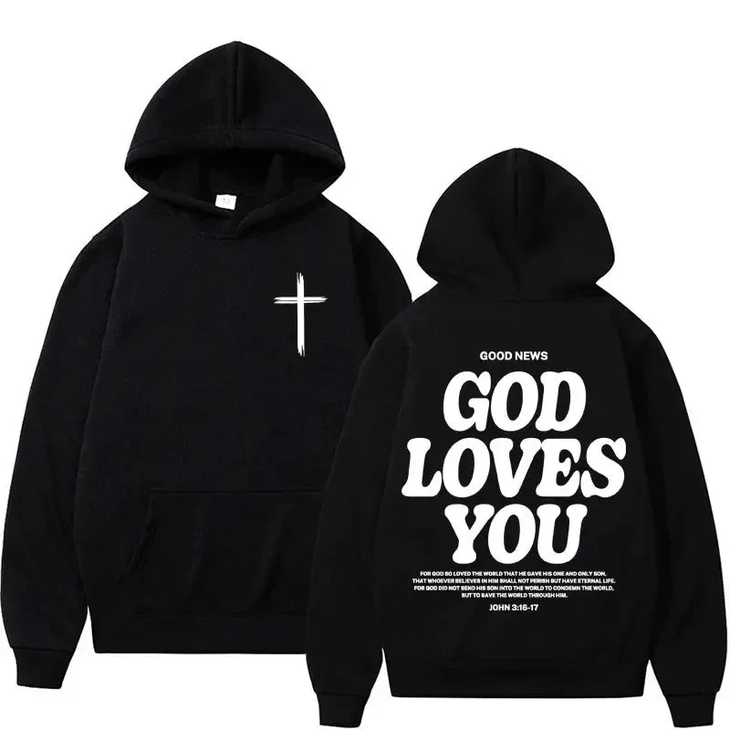 God Loves You Men's Women Vintage Hoodie