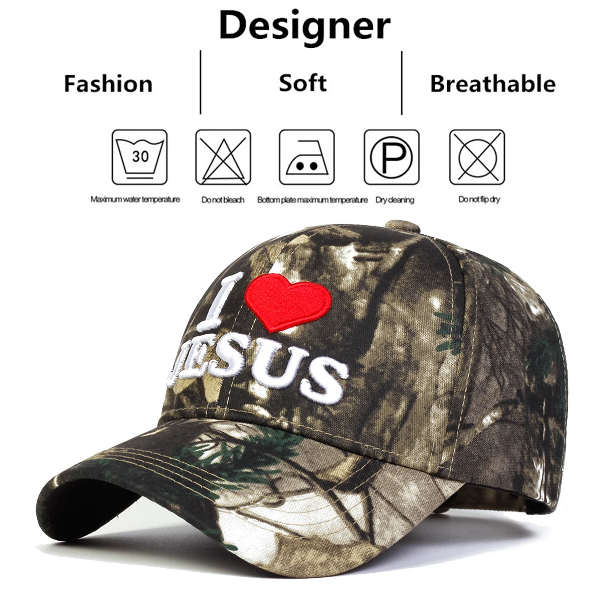Unisex I LOVE JESUS Embroidery Baseball Caps