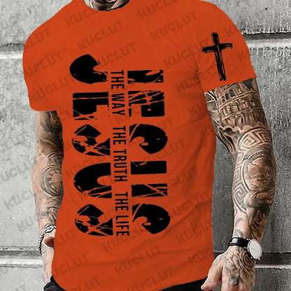 Loose Men's T-shirt Jesus The Way The Truth The Life Print